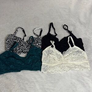 PINK Victoria's Secret Lace Bralette Collection - Black, White, Teal, Leopard